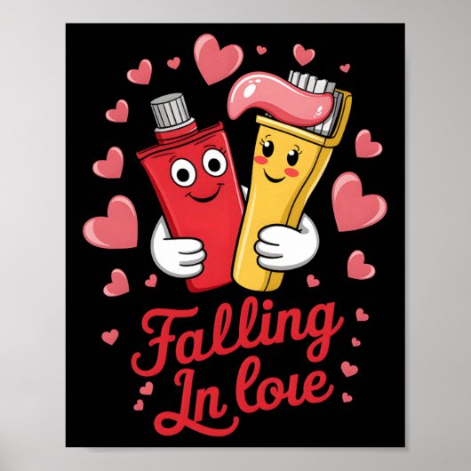 Poster Pâte dentifrice Saint-Valentin Brosse à dents Amou (Devant)