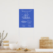 Poster Patent Sailing Vessel Blueprint (Cuisine)