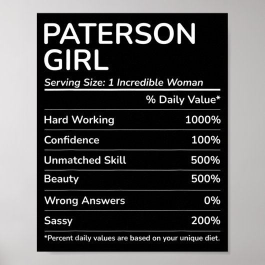 Poster Paterson Girl Funny New Jersey Hometown  (Devant)
