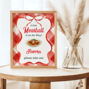 Poster Pâtes aux boulettes de viande à carreaux rouges it