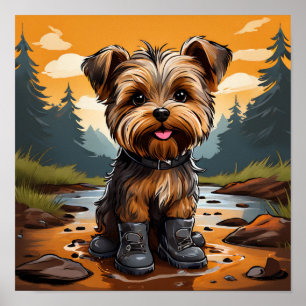 Poster Pâtes boueuses, Coeur heureux : Yorkie dans les bo