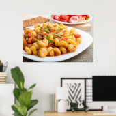 Poster Pâtes cuites cavatappi avec sauce aux légumes (Bureau à domicile)