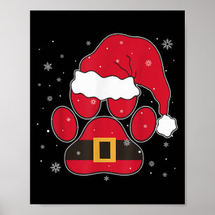 Poster Pâtes Santa Hat Chien Chat Paw Noël Animaux de com