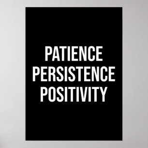 Poster Patience, Persistance, Positivité - Gym, Hustle
