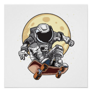Poster Patin Astronaute
