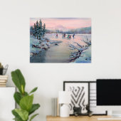 Poster PATINAGE À LA GLACE & FLAKES DE NEIGE par SHARON S (Bureau à domicile)