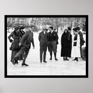 Poster Patinage de glace en parc de smoking, NY 1920