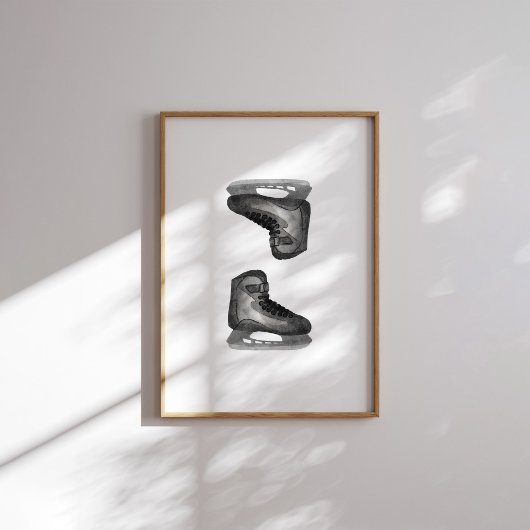 Poster Patinage de hockey sur glace noir