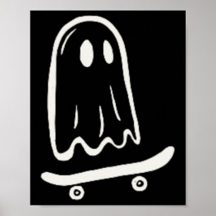 Poster Patinage fantôme radical de Halloween planche à ro