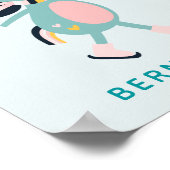 Poster Patinage sur glace mignon Unicorn rose Turquoise N (Coin)