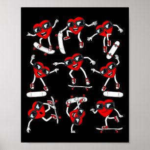 Poster Patinage Valentines Jour Coeur équitation Skateboa