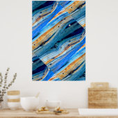 Poster patinée planche à grange bleue (Cuisine)