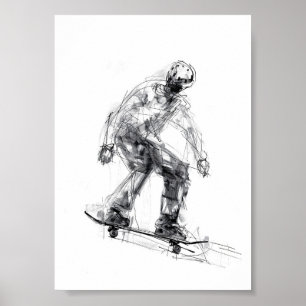 Poster Patineur Abstrait en mouvement