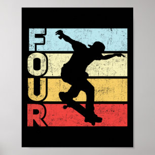 Poster Patineur de 4 ans en planche à roulettes pour une 