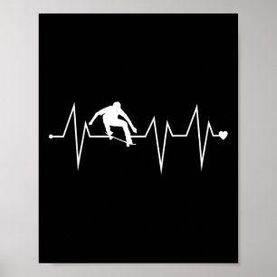 Poster Patineur de skateboard drôle Rythme cardiaque Poul