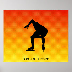 Poster Patineur de vitesse orange jaune