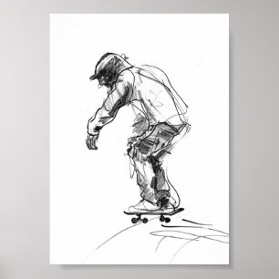 Poster Patineur vintage en mouvement