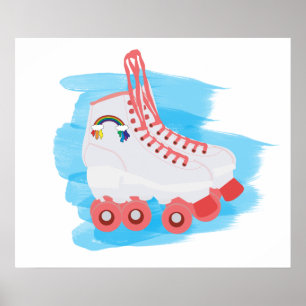 Poster Patins à rouleaux avec éclaboussure d'aquarelle