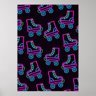 Poster Patins à roulettes néon 80s