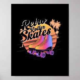 Poster Patins à roulettes Rétro - Autocollant Vibes 80