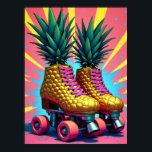 Poster Patins à roulettes rétro Surreal Ananas Pop Art<br><div class="desc">Cette oeuvre audacieuse et décalée réimagine une paire de patins à rouleaux comme des ananas dorés, transformant le style quotidien de la rue en un énoncé surréaliste de la culture pop. Chaque botte d'ananas brillante, avec une finition métallique et une texture tropicale, se trouve au-dessus de roues brillantes en chrome,...</div>