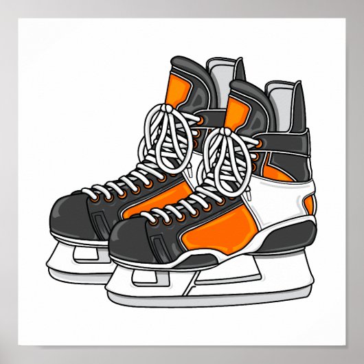 Poster Patins de hockey orange (Devant)
