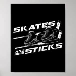 Poster Patins Sur Glace Et Bâtons De Hockey Sports D'Hive
