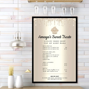Poster Pâtisserie Chef Menu Gouttes de Paillettes Cupcake