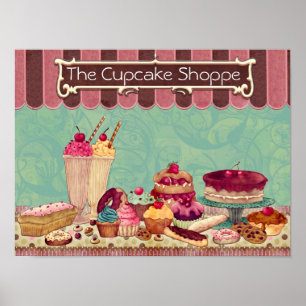 Poster Pâtisserie Cupcake Pâtisserie Boulangerie Boutique