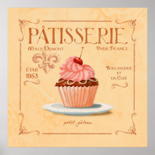 Poster pâtisserie française Cupcake art, Le petit Gateau