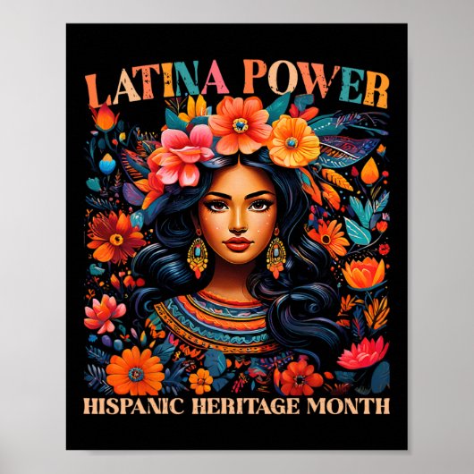 Poster Patrimoine Hispanique S Latina Power Flowers Femme (Devant)
