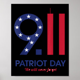 Poster Patriot jour 9.11 t-shirt drôle, nous ne serons ja