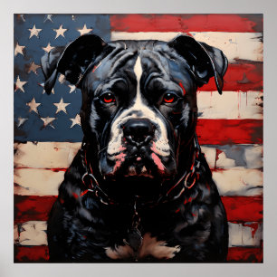 Poster Patriot Pitbull avec drapeau américain 4 juillet