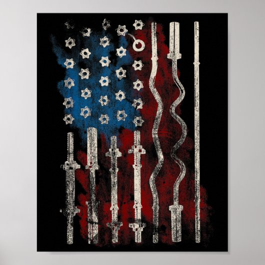 Poster Patriotic American Flag Gym For Weight Lifters (Devant)