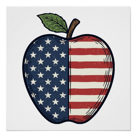 Poster Patriotic Apple Vintage Engraving Vector Design_1 (Devant)