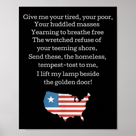 Poster Patriotic New Colossus Emma Lazarus Quote Usa Gift (Devant)