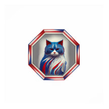 Patriotic Red White & Blue Cat In Frame