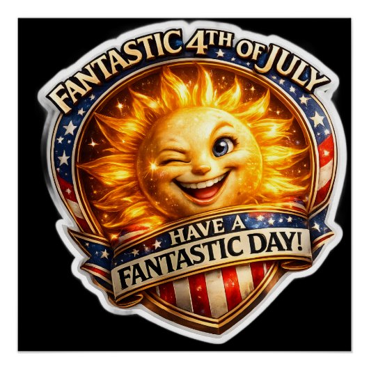 Poster Patriotic winking fourth of July celebration wall  (Devant)