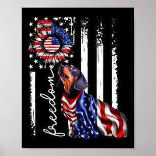 Poster Patriotique 4 juillet Wiener Dachshund Chien Liber
