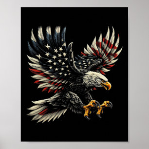 Poster Patriotique Américain Avec Drapeau Aigle Et Usa