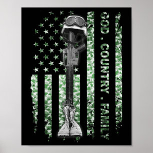 Poster Patriotique Américain US Drapeau Dieu Famille Pays