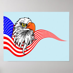 Poster Patriotique American USA Drapeau chauve