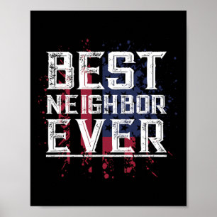 Poster Patriotique Bbq Funny Merci Cadeau Meilleur Voisin