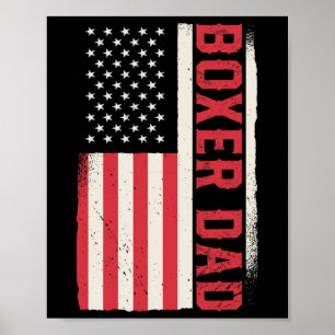 Poster Patriotique Boxer Boxer Papa American Drapeau