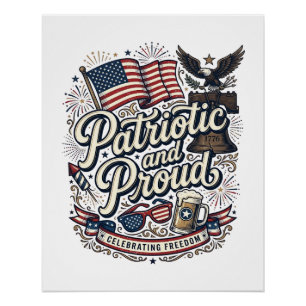 Poster Patriotique et Fier Vintage Quatre Juillet