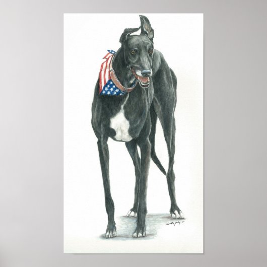 Poster Patriotique Greyhound Dog Arr Imprimer (Devant)