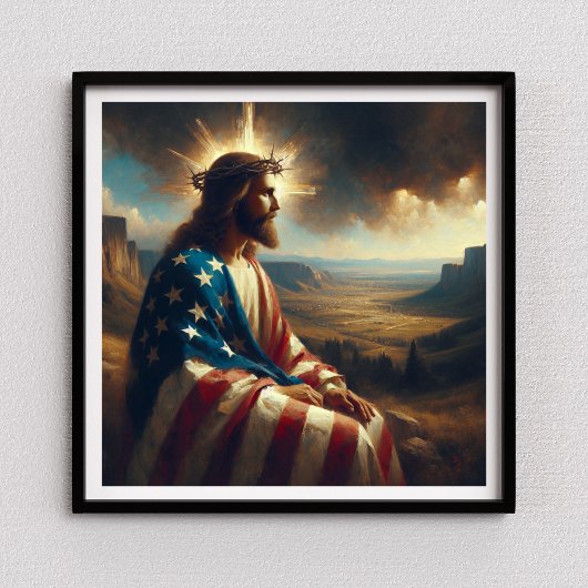 Poster Patriotique Jésus Américain Bible chrétienne