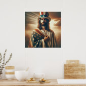 Poster Patriotique Jésus Américain Bible chrétienne Poste (Cuisine)