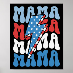 Poster Patriotique Mama Retro Mothers Day 4 juillet Fourc
