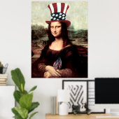 Poster Patriotique Mona Lisa - Prêt pour l'indépendance (Bureau à domicile)
